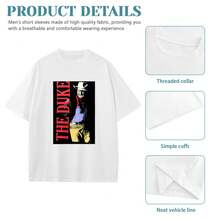 Camiseta gráficaónica casual para hombres - Impresión de icono negro, manga corta, ajuste holgado, cuello redondo, ropa para todas las estaciones, lavable aáquina, camiseta de uso casual con impresión gráfica audaz, cómoda de usar, camiseta básica de algodón pesado, duradera y a - Blanco - Ver 6