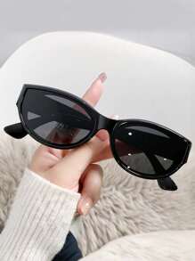 1pc European And American Fashion Classic Casual Oval Small Frame Fashion Glasses, Elegant Aesthetics, Suitable For Women's Fashion Glasses Wearing In Various Seasons Preppy Style For Back To School Rectangle Shape Cat Eye Shape Shades