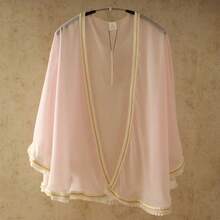 Garment Labels - Xale com corrente de ouro e pérolas rosa - Visão 1