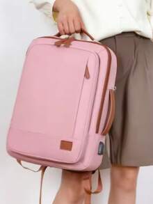 Multifunctional Travel Backpack Shoulder Bag, Double Portable Laptop Bag Comfortable Padded Straps - Màu be - Xem 5