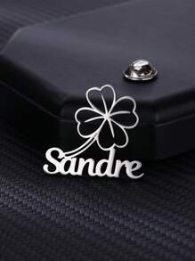 Broșe personalizate cu nume de trifoi cu patru frunze și insigne pentru femei și bărbați, din oțel inoxidabil, personalizate, broșă, insigne, bijuterii personalizate pentru petrecere de nuntă pe haine