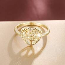 1 pieza Anillo de mujer con diseño de árbol de Navidad en forma de corazón elegante, regalo navideño - Multicolor - Ver 7