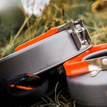 Trwała patelnia zewnętrzna o pojemności 0,9 l ze składanym uchwytem, nieprzywierająca, lekka, przenośna patelnia do smażenia steków, piknik