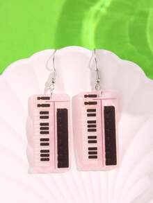 1 对女士可爱纸盒键盘设计耳环，创意闪亮派对珠宝