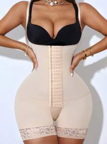 Damen Formender Bodysuit, BH-Bügelform, Beinverschlankung, Taille & Bauchkontrolle, offenem Schritt mit 4 Haken-Verschluss