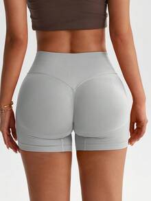 TCVC Women's Yoga Workout Shorts, Skin-Friendly Versatile High Elasticity Abdomen Lifting Shorts For Indoor And Outdoor Sports Yoga Leisure Summer - Light Grey - View 5