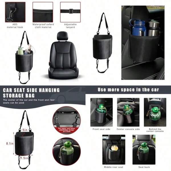 Car Seat Side Large Cup Holder Waterproof Cup Holder Expander Adapter Bag Multifunctional Hanging Storage Organizer For Drink Water Bottle Essential Road Trip Car Accessories