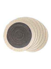 1pc/4pcs/6pcs 15 Inch Round Woven Fringe Placemats, Washable Non-Slip Heat-Resistant Table Mats, Suitable For Home, Dining Table Decor, Spring, Outdoor, Holidays, Parties, Gifts