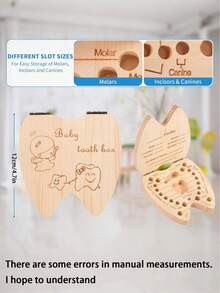 2 piezas/1 pieza- Caja para guardar dientes de bebé, caja de almacenamiento de dientes de madera para niños que han perdido dientes, recuerdo para niños - almacena 20 dientes de leche perdidos, cabello fetal y registra información del bebé, regalo para recién nacidos, cumpleaños y baby shower - Caqui - Ver 7