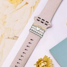 5/4 piezas de anillos decorativos de metal compatibles con las correas de Apple Watch, accesorios de moda con decoración de diamantes brillantes, correa de silicona para reloj inteligente (el reloj y la correa no están incluidos), compatible con Apple Watch Series Ultra/SE/10/9/8/7/6/5/4/3/2/1 de 38mm, 40mm, 41mm, 42mm, 44mm, 45mm, 46mm, 49mm - Dorado - Ver 4