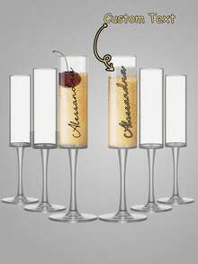 1/2/6/12pcs High Quality Champagne Glasses, Customized Bridesmaid Champagne Glasses,Customizable Name And Title And Bow ,Pink/White, Premium Champagne Flutes Suitable For Whisky, Wine, Cocktail, Beer, Champagne, Water, Milk, Oatmeal, Tea, Juice, Breakfast, Coffee, Beverages, Ideal For Cafes, Home, Restaurants, Parties, Galas, Offices, Father's Day, Mother's Day, Friends Gifts, Valentine's Day Gift - Multicolor - View 4