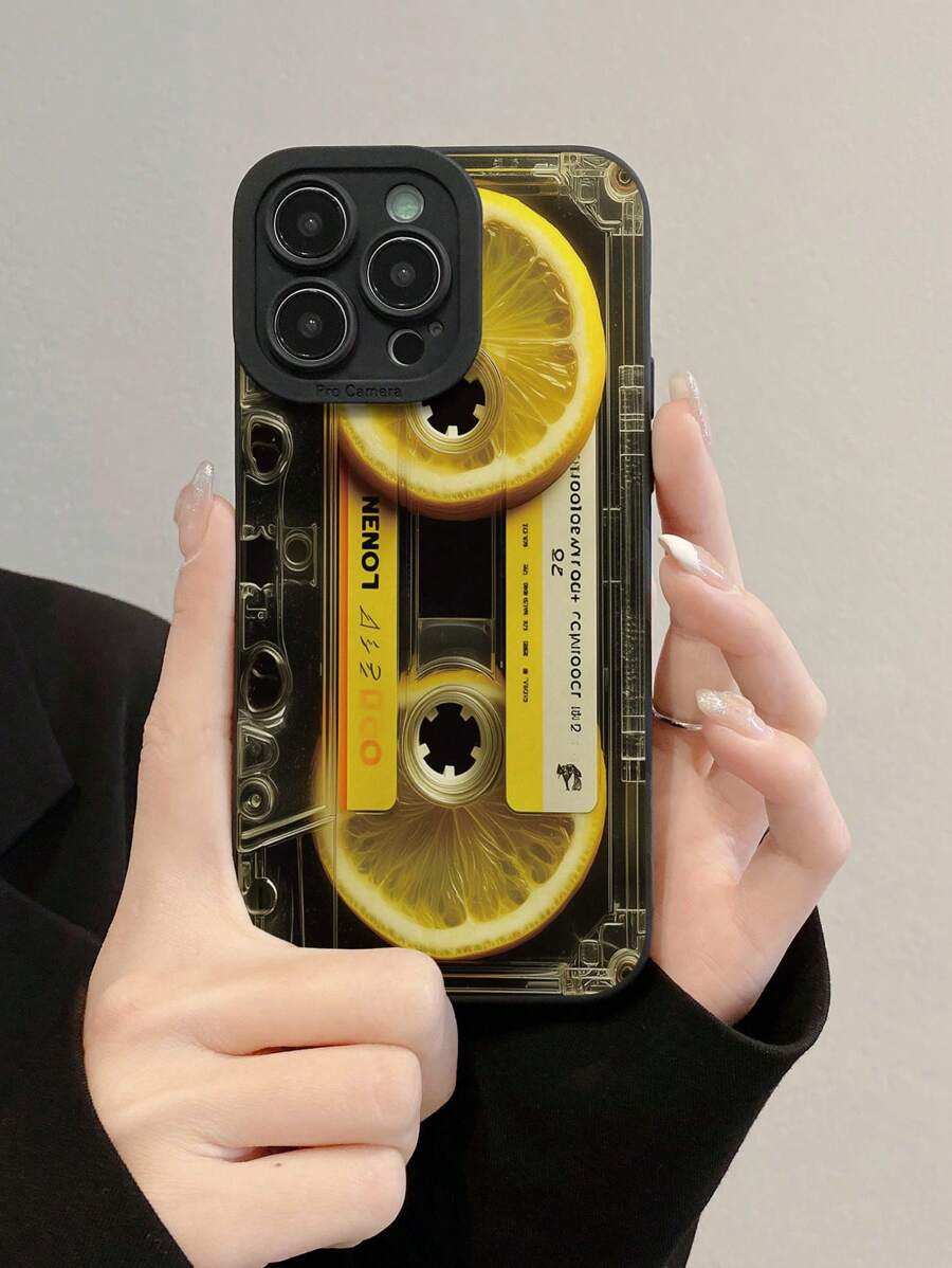 Funda de teléfono a prueba de golpes con borde recto y diseño minimalista de cinta de limón negra, compatible con iPhone 15/IP16 PROMAX XR /7/8 iPhone15Promax/12PROMAX/13PROMAX/14PROMAX 13 14 11 12p14 11p12p XS.XR /78P.78GES2, compatible con A134G A22 A21S A514G A52 S22 ULTRA A335G, compatible con Redmi 10 Redmi Note 114G Redmi 11Lite A53tpuA14 /A23/S23ULTRA S24 A14 A15 S23 A73 Mi/Redmi