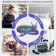 30CM 3D Printed Dragon,3D Printed Flexible Articulated Dragon, Reinforcement Of Unbreakable 3D Dragon,Dragon Fidget Toys For Autism/ADHD,Home Office Decor Executive Desk Toy (Purple) - Multicolor - View 11
