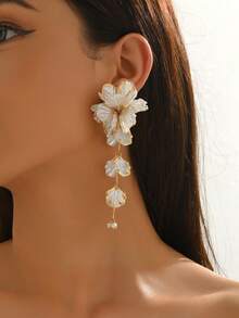1 对优雅花卉吊坠耳环，适合女士佩戴，用途广泛，适合度假佩戴 - 多色 - 查看 2