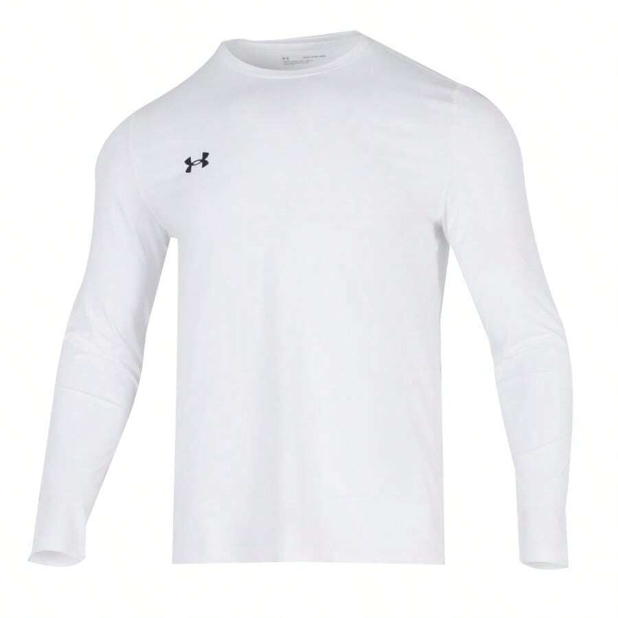 Under Armour 速干长袖针织圆领T恤男式，通勤款 22600307-100 - 白色 - 查看 1