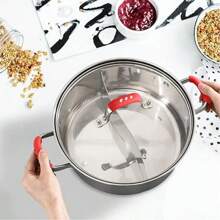 4 Stücke Silikon Topfgriff Abdeckungen - hitzebeständiger rutschfester Griff für Gusseisen Pfannen/Woks - rote Schutzhüllen (3x0,8 Zoll)