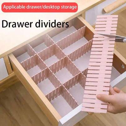 Bộ 4 ngăn kéo chia ngăn phòng trẻ em, ngăn chia ngăn kéo kết hợp miễn phí, bảng gỗ nhựa, sử dụng tại nhà, thích hợp để lưu trữ trên máy tính để bàn, lưu trữ ngăn kéo, đồ dùng văn phòng, quần áo, mỹ phẩm, đồ lặt vặt và các đồ lưu trữ khác