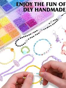 12色3600颗玻璃珠首饰制作套装，DIY友谊手链、项链、钥匙扣工艺品材料