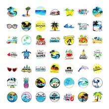 50pcs Cute Cartoon Summer Beach Party Graffiti Stickers, Travel Scenery Surfing Volleyball Craft Supplies & Stickers, Durable Stickers, Packaging Sealing Label Stickers, For Party, Scrapbook, Gifts, Journaling, Laptop, Skateboard, Bottles, Phone, Notebooks, Posters, Car