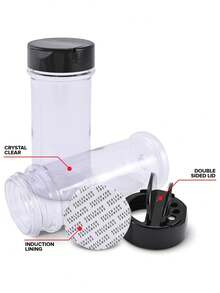 1/3 Pcs Plastic Spice Jars With Black Lids, Transparent Safe Plastic Bottles With Shaker Caps, For Storing Spices, Herbs And Seasoning Powders, Reusable Kitchen Storage Containers