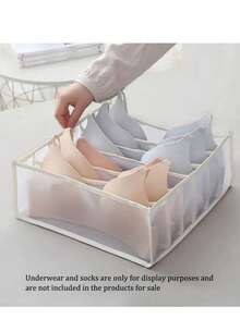 1pc Underwear Storage Box With Drawers And Compartment, Household Wardrobe Organizer For Clothes And Socks Using Mesh Fabrics Decorations Decor Festival Decor Room Decor Home Decor Decor Bedroom Decor Dress Pants Shoes Jeans Boots Skirtbedroom,Organizer,Organizer,Home Storage - Multicolor - View 7