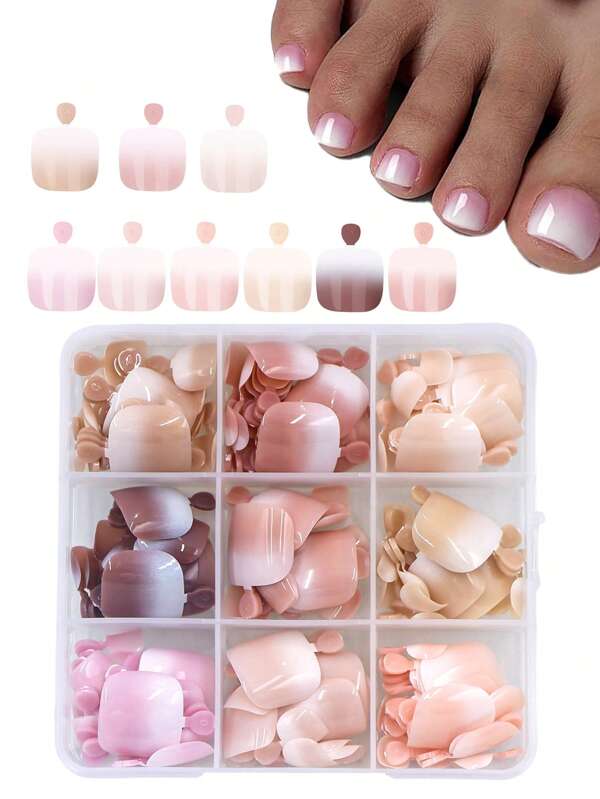 216Pcs French Tip Press On Toenails For Women Short Square Toe Nail Press On Reusable Toenail Press On Artificial Fake Toe Nails Full Cover Stick On Toe Nails For Nail Art Designs Nail Supplies Nails