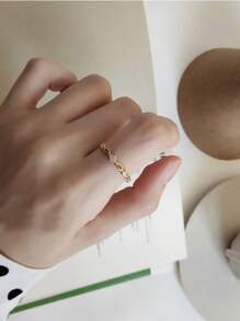 1 قطعة خاتم فضي مفتوح قابل للتعديل بسيط