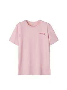 Camiseta Manga Corta Cuello Redondo Estampado Flor Simple Joy Mujer - Rosa - Ver 3