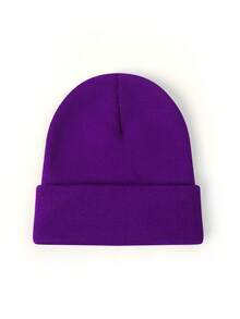 Herbst/Winter einfarbige gestrickte Beanie Mütze, warme Große Größen einfarbige weiche Skimütze, vielseitig & Herbstoutfit - 086 - Übersicht 25