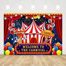 Circus Carnival Backdrop For Photography Welcome To The Carnival Banner Photo Background For Carnival Theme Birthday Party Decorations Red Tent Colorful Balloons Photography Background - Phong cách - Xem 2