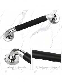 Paquete de 2 barras de agarre para bañeras y duchas, barras de agarre antideslizantes de para ducha de acero inoxidable - Plateado - Ver 6