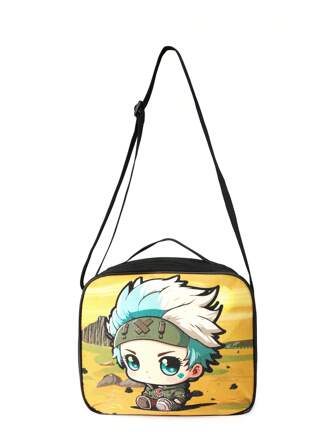Sac à déjeuner motif mignon pour enfants, garde la nourriture fraîche et étanche, sac fourre-tout réutilisable pour le déjeuner, convient pour l'école, le pique-nique, les voyages, avec une bandoulière réglable