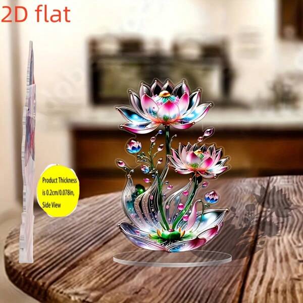 2D Flat Acrylic Vase And Lily Shape Decorative Pieces - Ideal For Bedroom, Living Room, Office | Suitable For Home, Cafe, Wedding, Anniversary, Birthday, Graduation, Christmas, Halloween, Easter, Thanksgiving Decoration, 2D Flat