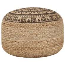 Deboola Pouf Fait à la Main Repose-Pied Tabouret Appui Pied Portable Salon Interior Maison Chambre à Coucher Salle de Séjour Jute Blanc 45x30 cm