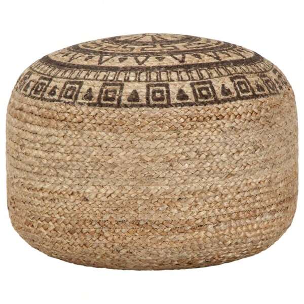 Deboola Pouf Fait à la Main Repose-Pied Tabouret Appui Pied Portable Salon Interior Maison Chambre à Coucher Salle de Séjour Jute Blanc 45x30 cm