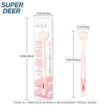 Fawnmum Super Deer Double-Side Tongue Cleaner Brush Soft Silicone Tongue Coating Scraper For Fresh Breath Oral Hygiene Care Tool Pink 1pc