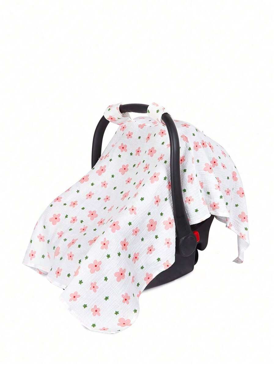 1pc Floral Pattern Infant Car Seat Cover, Dustproof