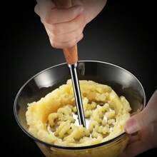 1 件易握不锈钢土豆捣碎器，带细网压板的土豆捣碎器 - 多用途厨房工具，用于制作食物泥、土豆泥和蔬菜，耐用的厨房小工具 - 銀色 - 查看 6