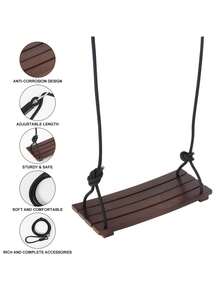 Wooden Swing Set, Suspended Swing, Dimensions 42.93 X 20.07 X 1.27 Cm, Suitable For Adults, Load-Bearing Capacity 199.58 Kilograms, Indoor And Outdoor Backyard Amusement Equipment, Birthday Gift, Halloween, Christmas