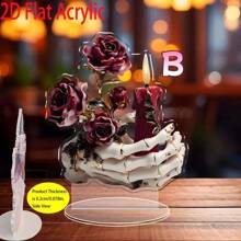 1pc 2D Flat Boho Skeleton Hand With Black Rose Acrylic Desktop Decor - Gothic Floral Art, Suitable For Home, Office Or Holiday Gift, Versatile Creative Decoration
