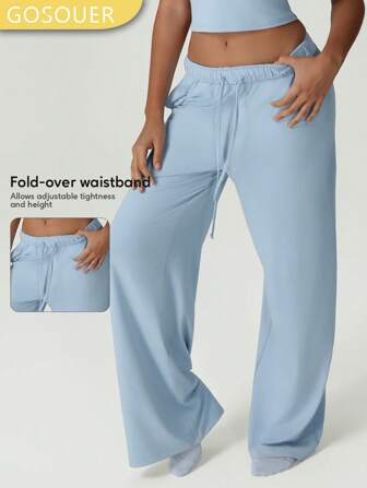 GOSOUER Women's Summer Lightweight Breathable Waist Drawstring Straight Leg Pants Casual Sports Jogging Pants