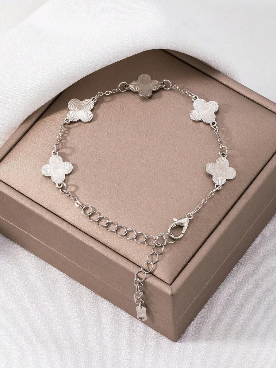 1 件优雅银色不褪色心形吊坠手链，非常适合情人节、周年纪念日和日常时尚穿着 - 多色5 - 查看 1