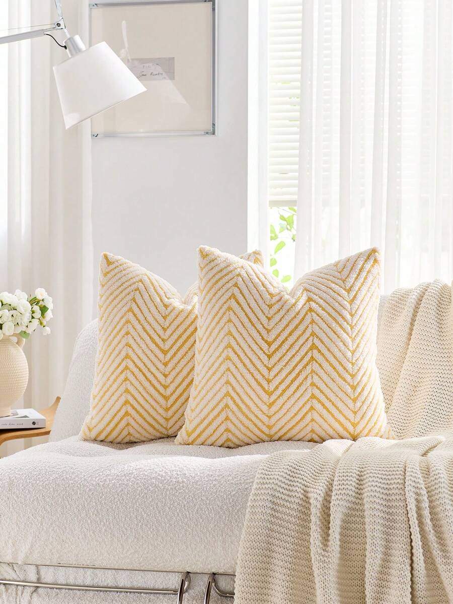 1 Vỏ gối trang trí bằng vải nhung hình học Bohemian màu vàng và trắng (Không bao gồm ruột gối), Mặt sau bằng vải nỉ, Vỏ gối vuông, Trang trí gối cho nhà ngày lễ, Chất liệu vải nhung mềm mại và thoải mái, Trang trí hiện đại cho ghế sofa, Nhà & Phòng ngủ, Trang trí mùa thu, Trang trí mùa thu, Trang trí phòng