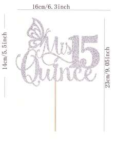 1pc Mis 15 Quince Cake Topper, Feliz 15 Anos,Cheers To 15 Years Old Cake Decor,Spanish Happy 15th Birthday Anniversary Party Decoration Supplies - Multicolor - View 7