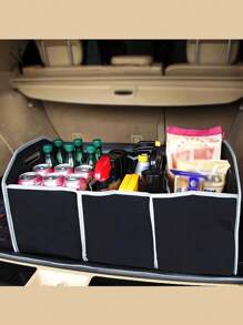 1 pezzo Organizer multifunzionale per il bagagliaio dell'auto ad alta capacità, borsa portaoggetti da viaggio, borsa per protezione degli indumenti, borsa portaoggetti per auto pieghevole e impermeabile con 3 scomparti, contenitore in tessuto non tessuto, borsa portaoggetti pieghevole e portatile, adatta per SUV, Camion, Van, Sedan