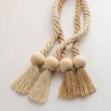 2 件木制窗帘绑带，波西米亚风格涤纶手工编织绳，带圆球或立方体设计，适用于窗帘、透明窗帘架，增添舒适氛围 - 彩色 - 查看 10