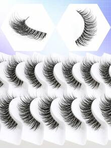 10 Cặp Lông Mi Giả 3D Ngắn Tự Nhiên Có Thể Tái Sử Dụng, Dây Trong Suốt Thủ Công, Lông Mi Sọc Xoăn Mềm Nhẹ, Thích Hợp Cho Trang Phục Hàng Ngày, Câu Lạc Bộ, Công Sở Cho Nữ Lông Mi Giả, Lông Mi Giả, Lông Mi Giả - Lông mi Criss Cross - Xem 4