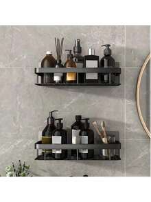 1pcs,Bathroom Storage Shower Caddy,Easy Installation Shower Organizer,No Drilling,Large Capacity,Stainless Steel Toiletries Storage,Stylish Appearance,Bathroom Shower Accessories Bathroom Decoration,Suspension Shelves