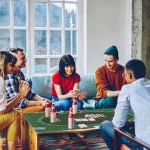 Water-Resistant 6-Player Poker Mat With Felt Surface And Carrying Bag - Green Professional Poker Table Accessory - Green - View 2