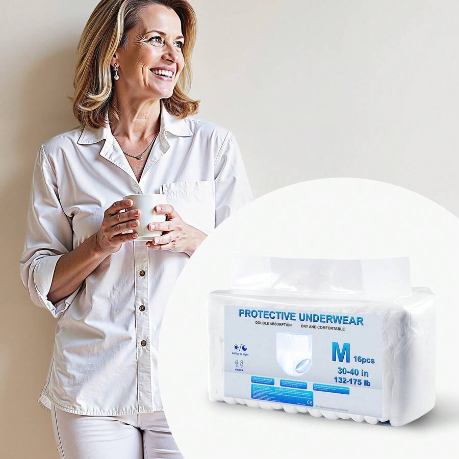 Adult Incontinence Underwear, High Absorbent Protective Underwear For Men & Women, Disposable Adult Pull-Ups Diapers With Leakproof Leg Cuff & Wetness Indicator - M Size, 64 Count (4 Pack Of 16) - Composite Film M Size - View 1
